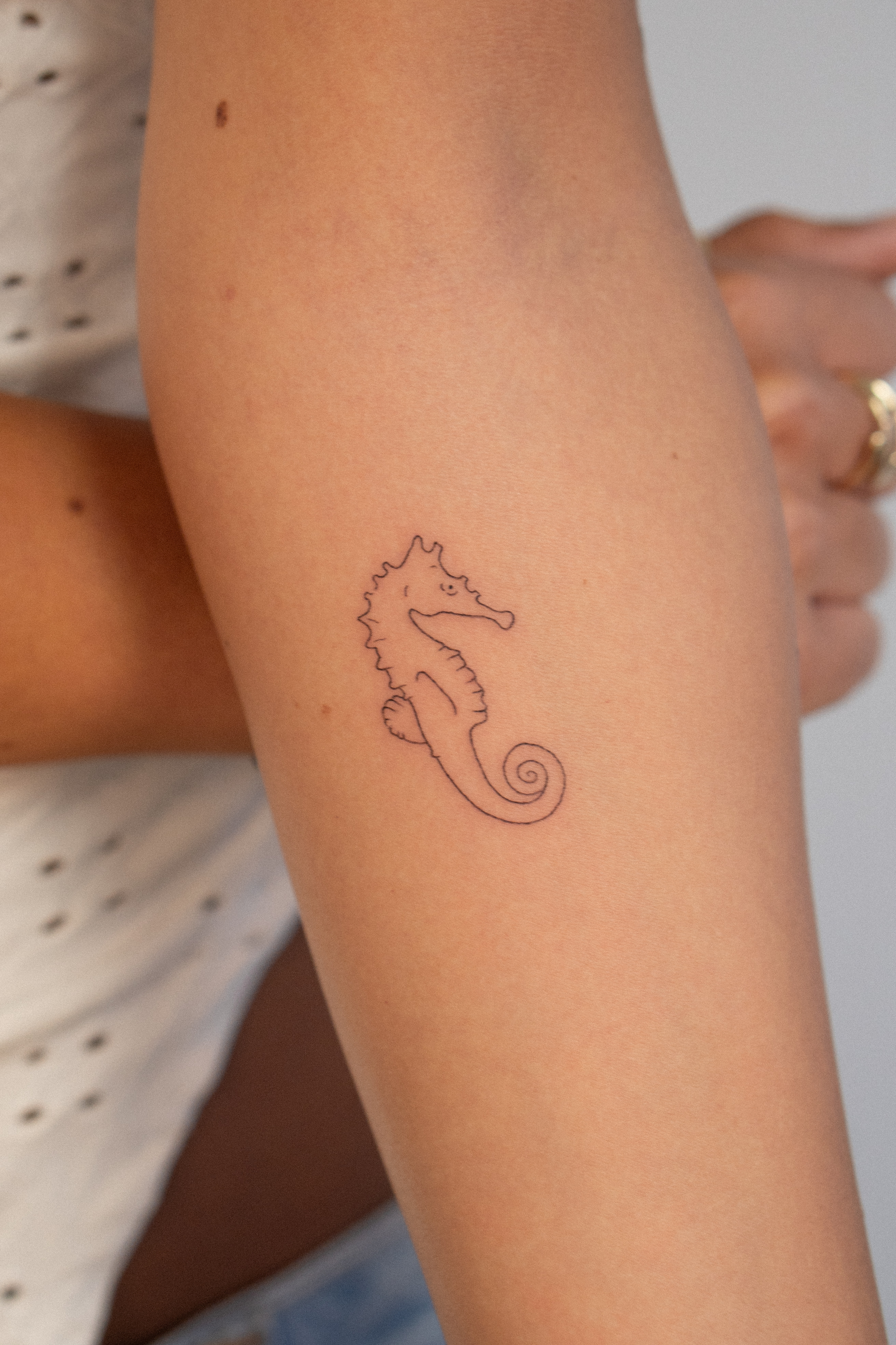 tatuaje fine line caballito de mar preciso Maflex Santander